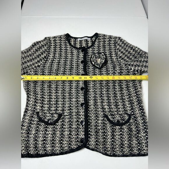 EMRECO Mohair Blend Black White Sweater Cardigan Jacket 2 Packets Size 12UK/8 US - Picture 9 of 12